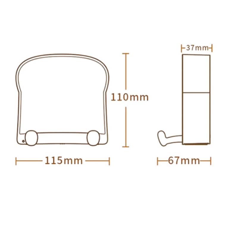 BrioToast Cute Toast Night Light, | Lighting | LED | 4000K | Silicone | Premium Lighting Solution