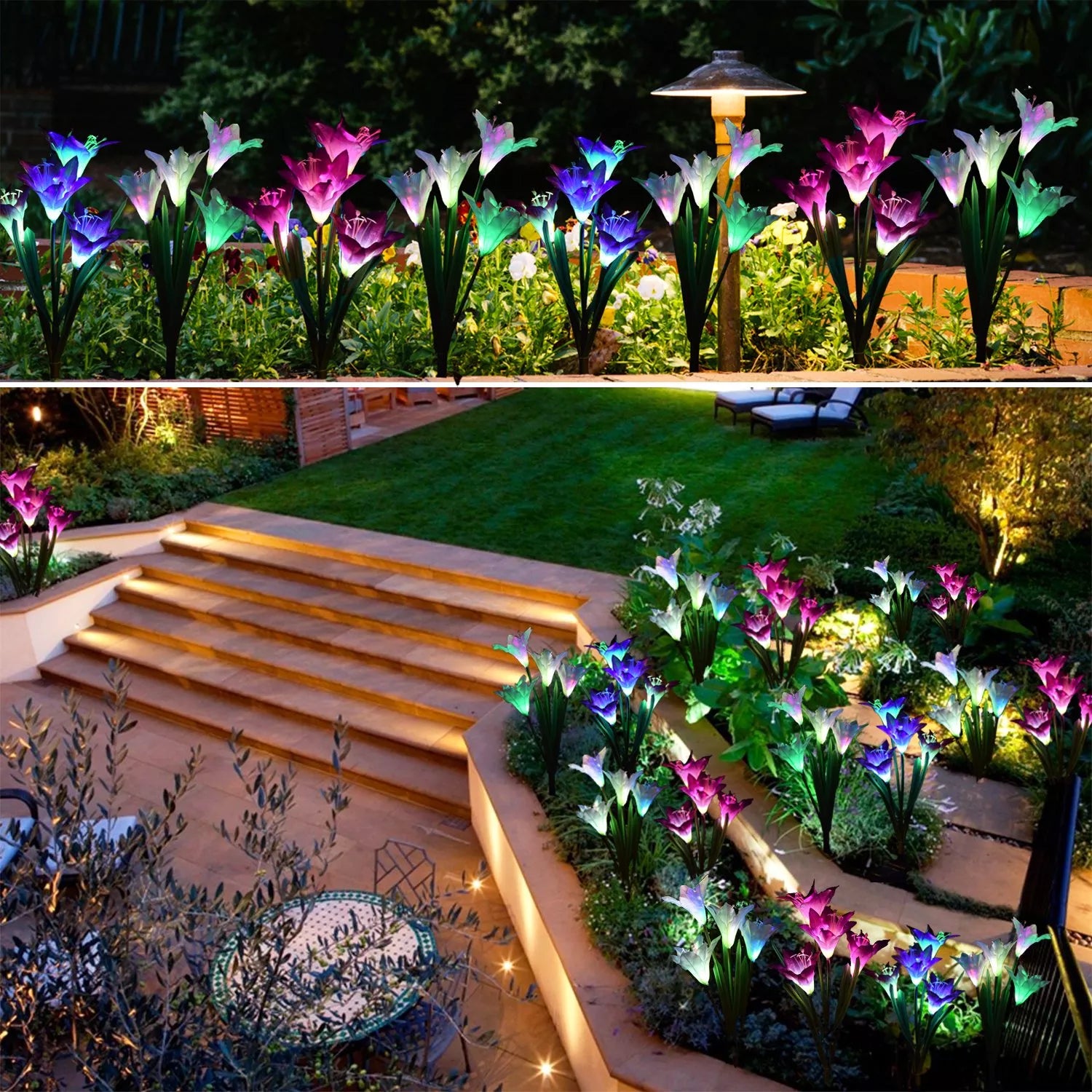 Solar Lily Garden Stick Lights | Lighting | warm white | steel | Premium Lighting Solution